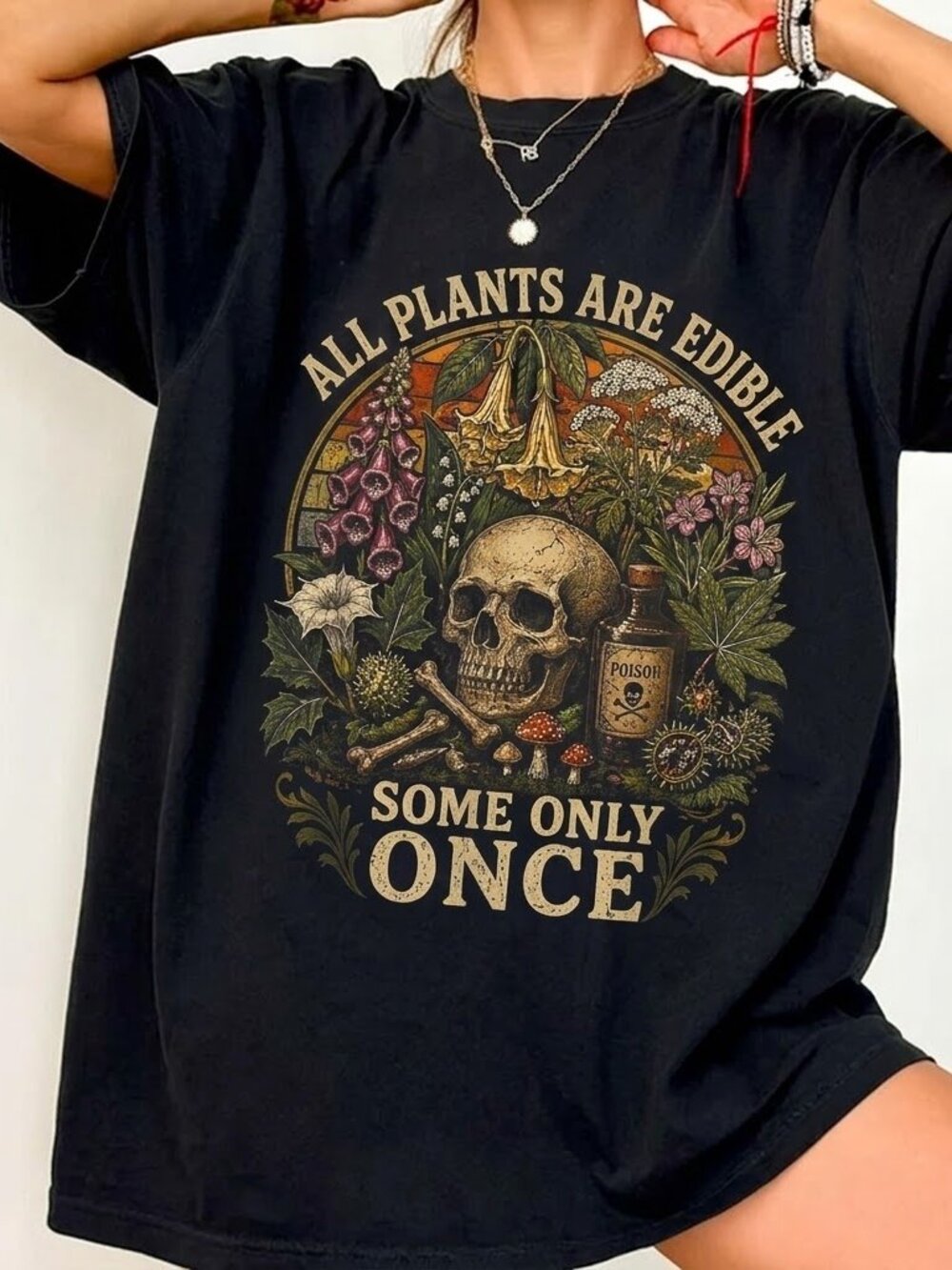 All Plants Are Edible Tee, Funny Botanical Goth Shirt
